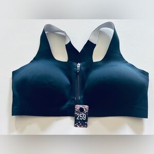 NWOT super support Black front  Zipper Sports Bra 34 DD